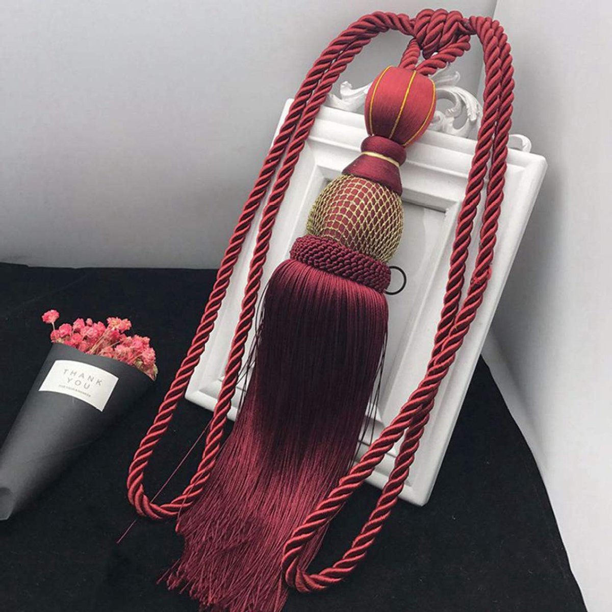 Gordijn Tiebacks met Kwastje - Luxe Venster Accessoire - Bordeaux