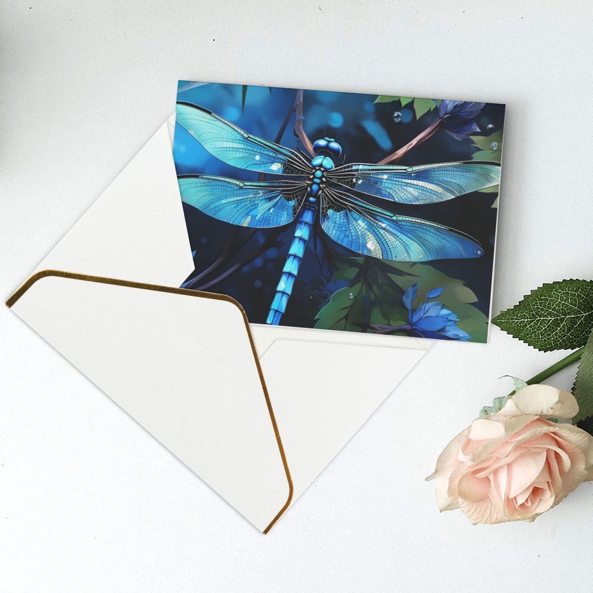 Wenskaarten - Blauwe Libelle - 15 x 10 cm