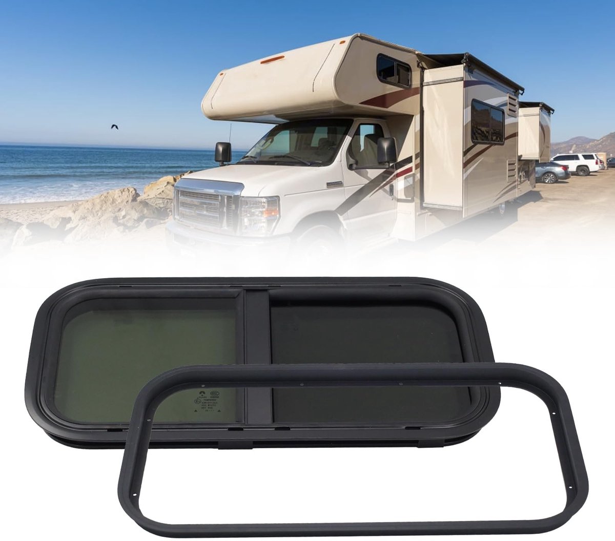Raam voor Camper - Tinted Sliding met Ingebouwde Vliegengordijn 500x300mm