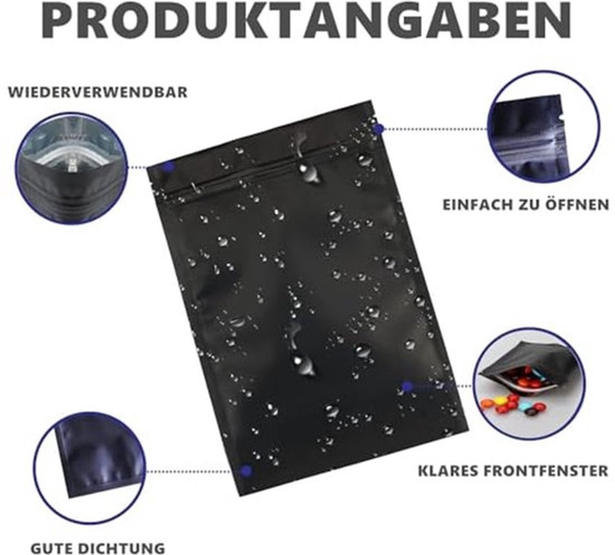 Hersluitbare zakken met zonlicht, 100 stuks, mat, aluminiumfolie, verpakking, verbrand, zelfdicht, voor levensmiddelen, sieraden, elektronica, zelfsluitende opslag