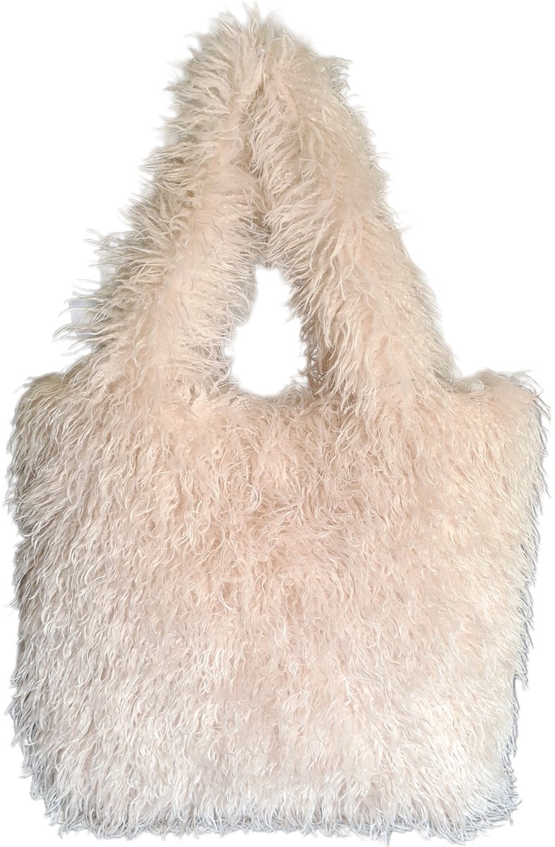 Hello J-Furry-Bag-Oversized-Schoudertas-Shopper-Imitatiebont-Fluffy-Soft-Musthave-40cmx46cmx10cm-Naturel