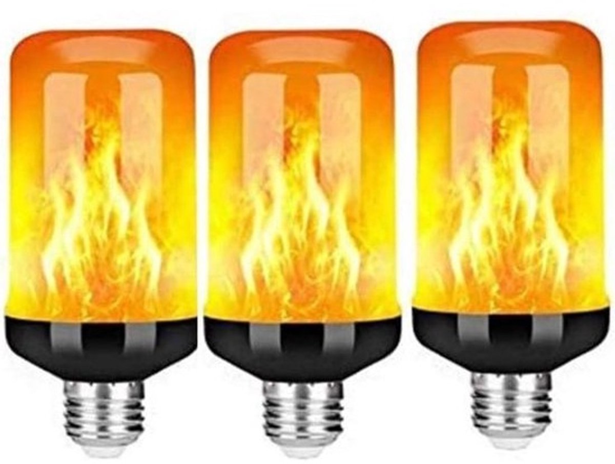 Lamp met vlameffect - Led vlamlicht - Sfeer creëren - Zwaartekrachtdetectie - 3 stuks - Warm oranje
