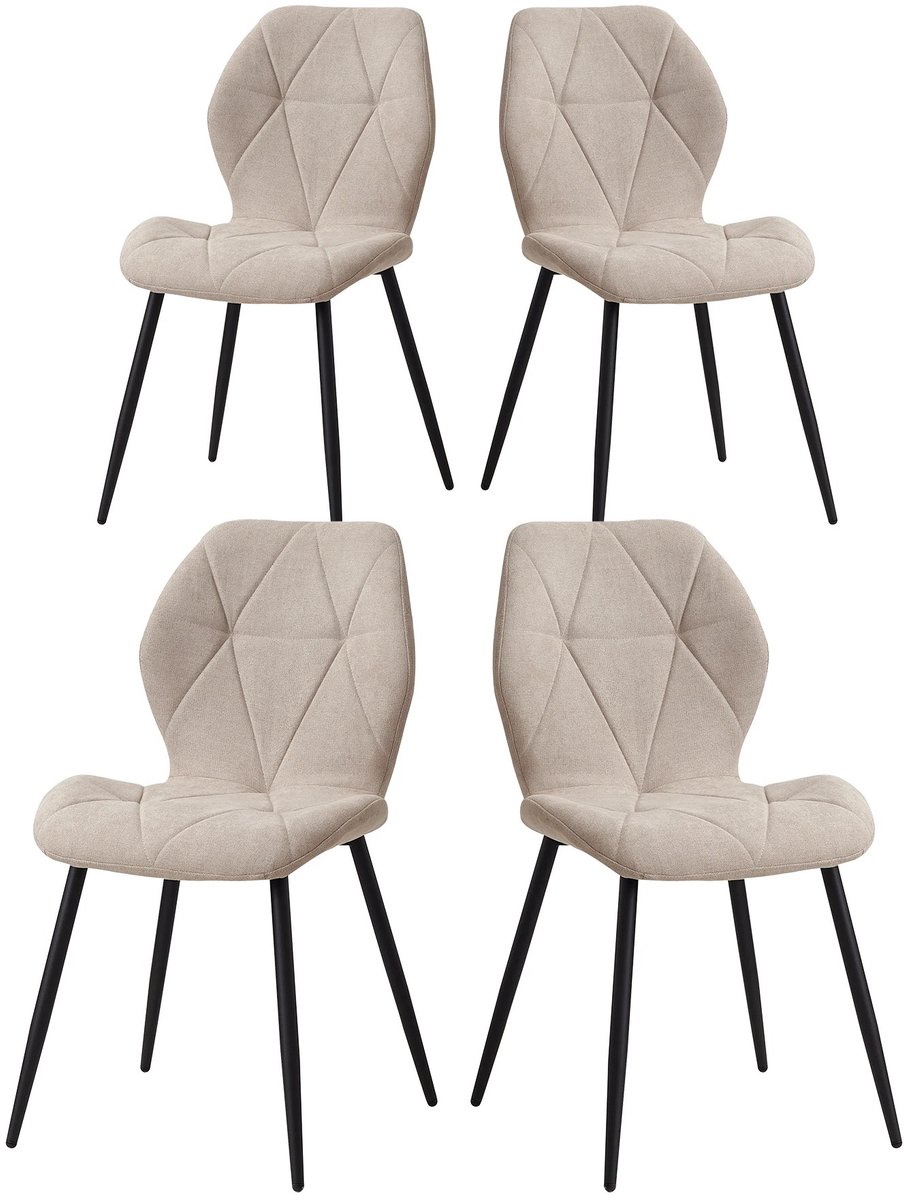 Brandistry - Eetkamer Stoelen - Stoelen - Eetkamer - Set Van 4 - Moderne Eetkamerstoelen - Stalen Poten - 48x42x86 - Beige
