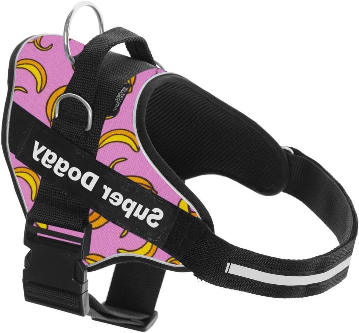 Personaliseerbaar Hondentuigje - Honden Harnas - Veilig Wandelen - Reflecterende Naamlabels - XXL 40-75kg - Roze Banaan