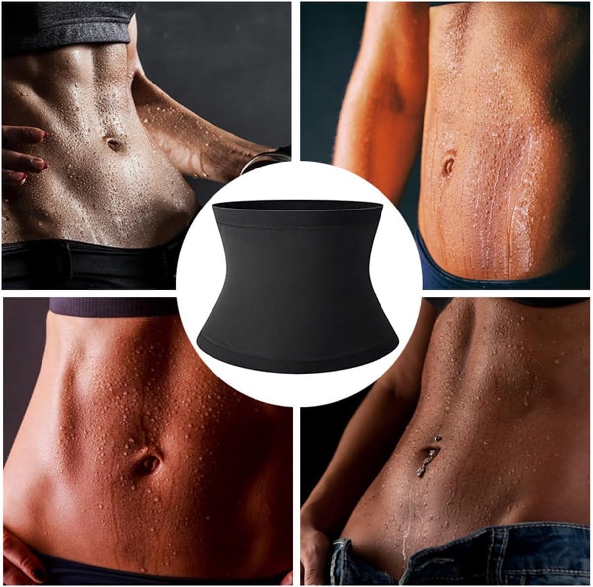 Buikgordel voor dames en heren, neopreen, buikgordel om af te vallen, sauna-band van neopreen, waisttrimmer, vetverbranding, buikweggordel, zilver., L