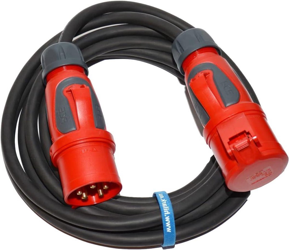 Verlengsnoer - Stroomkabel - Driefasige Stroom - IP44 Waterdicht - 30 meter - Zwart