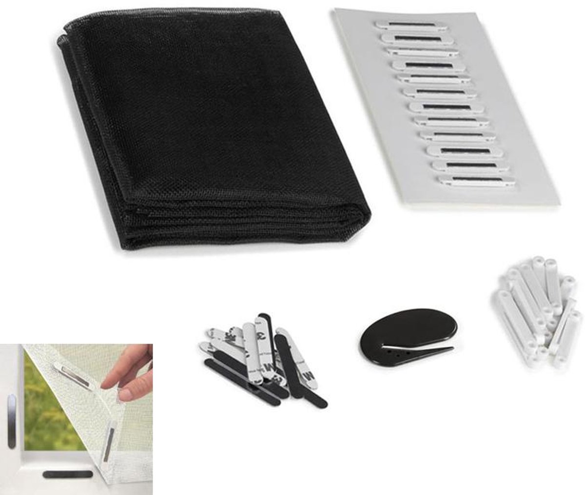 KZQ Magnetische raamhor – Inclusief 12 magneten – Briefopener – Magnetische bevestiging – Eenvoudig te installeren – Formaat aanpasbaar – Geschikt voor ramen tot 150 x 130 cm – Wit