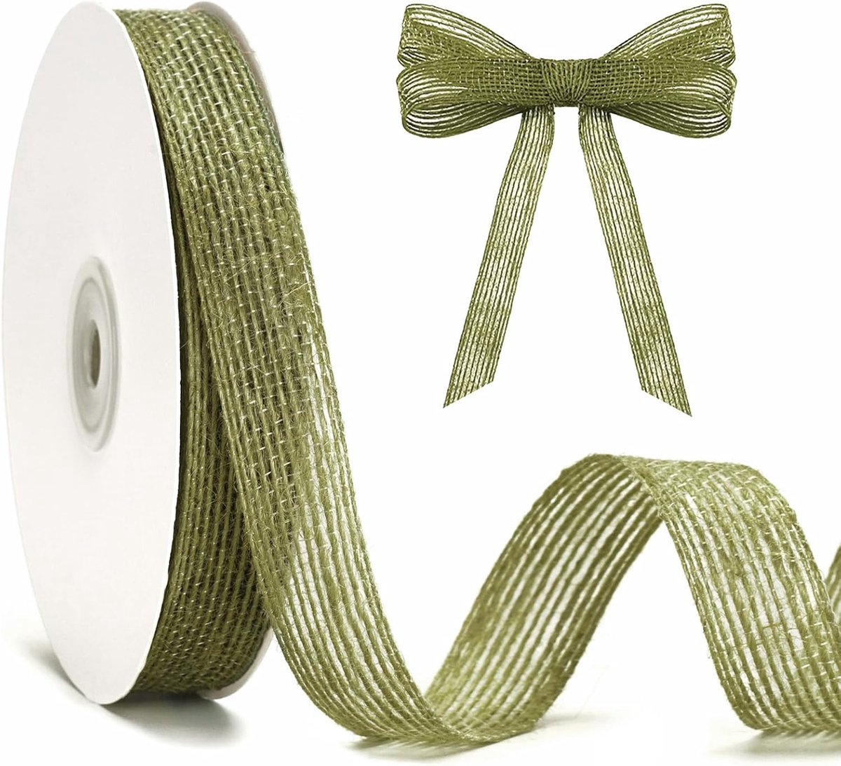 jijAcraft 20 mm jutelint, saliegroen, smal: 18 m, rustiek jute geschenklint, bruiloftsdecoratie, vintage band voor flesdecoratie, jute decoratief lint voor geschenkverpakking, lentedecoratie