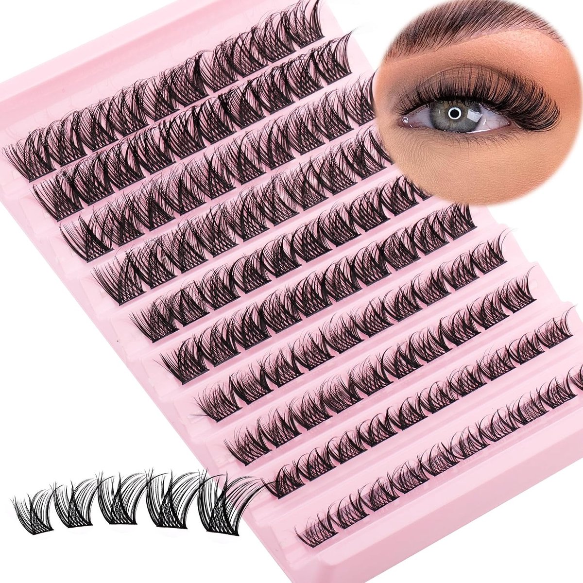 Valse wimper Persoonlijke Transparante riem wimperverlenging Natuurlijke Cluster wimper 8-16mm valse wimperbundel Russische volume DIY Home Persoonlijke wimper (MHL13)