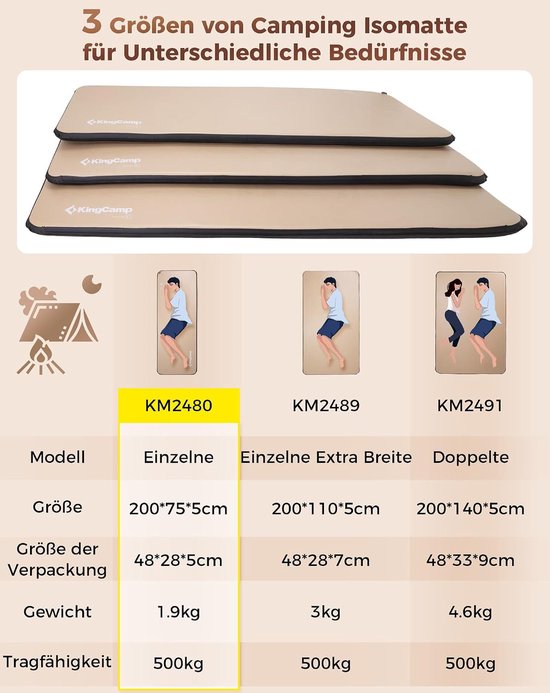 Opblaasbare Slaapmat - Luchtbed Camping - Outdoor Slapen - 500 kg Belastbaar - 200 x 75 cm - Khaki — afbeelding 3