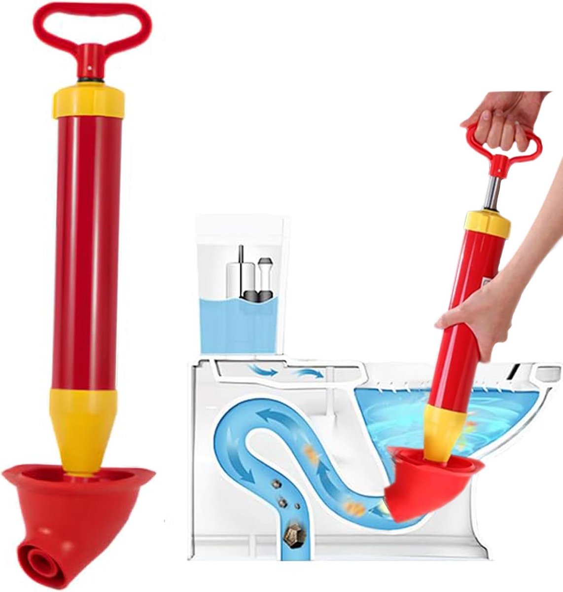 afvoerontstopper, toiletontstopper, afvoerpomp, snelle sifonreiniging, ideale ontstoppingspomp, ontstopt snel verstopte afvoeren voor toiletten, gootstenen en afvoerleidingen
