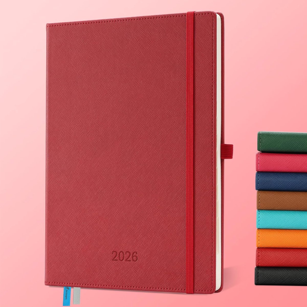 2026: Weekagenda A4 Boekagenda 29 x 21,7 cm Schoolagenda Weekplanner 12 Maanden van Jan.2026 tot Dec.2026, Planner 2026 Met 100 Grams Papier PU Leren Rood