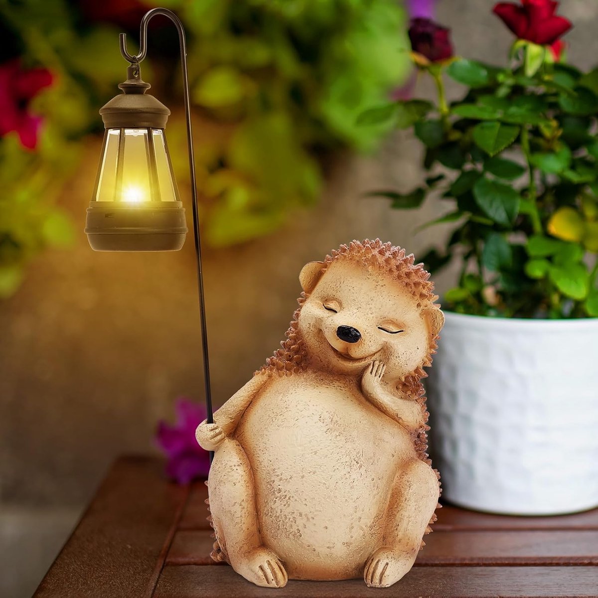 Egel zonne-tuinornament buiten, dieren tuin standbeeld decoratie met zonnelicht, weerbestendig duurzaam, egeldecoratie voor tuin gazon, housewarming vrouwen mama verjaardagscadeau