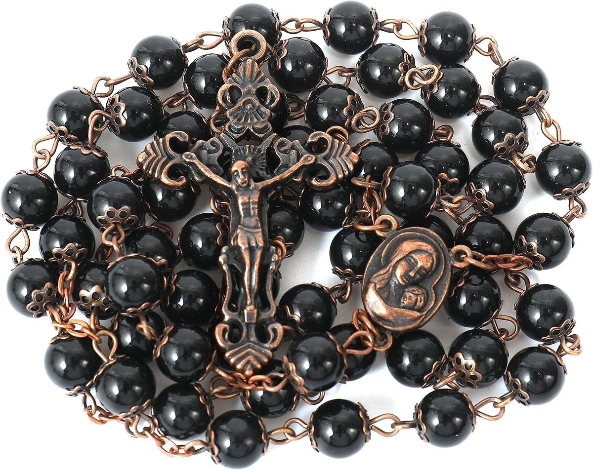 Kralen Rozenkrans 8mm Heilige Aarde Medaille Kruis Kruisbeeld Religieuze Rozenkransen Ketting