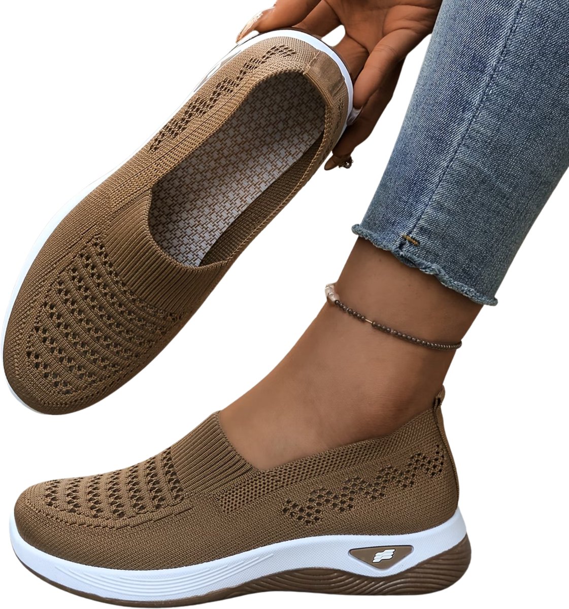 Currero Schoenen Dames Sneakers Comfortabel Slippers Casual Volwassenen 40.5 Bruin