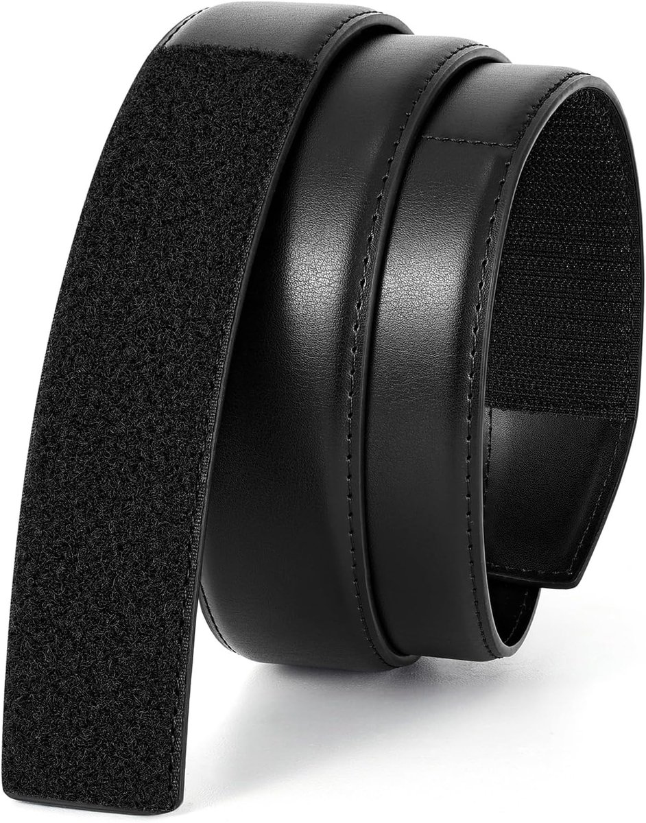 Riem zonder gesp, leren riem voor heren, zwart, klittenband, zonder gaten, riem met snelsluiting, herenriem voor mannen, reizen, geschenken