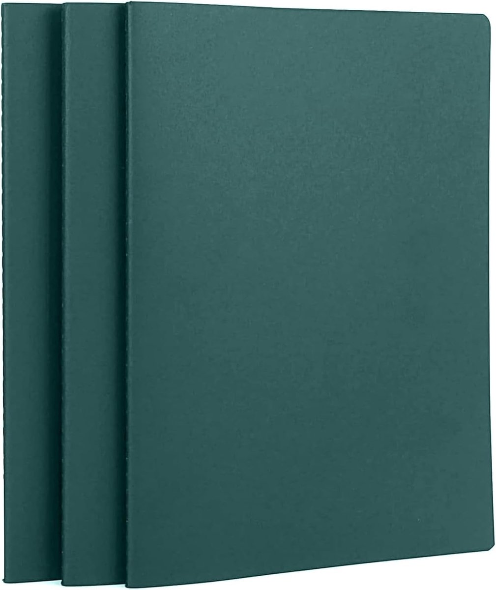 Notitieboek A4 Raster - 3 Stuks Notitieboek a4 21x29.2cm - 100g/m² Gestippeld 5 mm Zacht Kaft Notitieboekpapier - 40 Vellen/80 Pagina's Notitieboek voor Notuleren, Reizen, Cadeau, Donkergroen