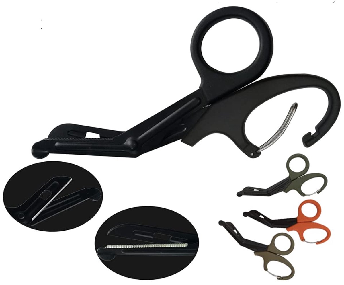 Bent Schaar, medische schaar, 17,7 cm, mat titanium gecoate roestvrijstalen verbandschaar of gaas voor artsen of verpleegsters, noodhulp of outdoor camp (zwart)