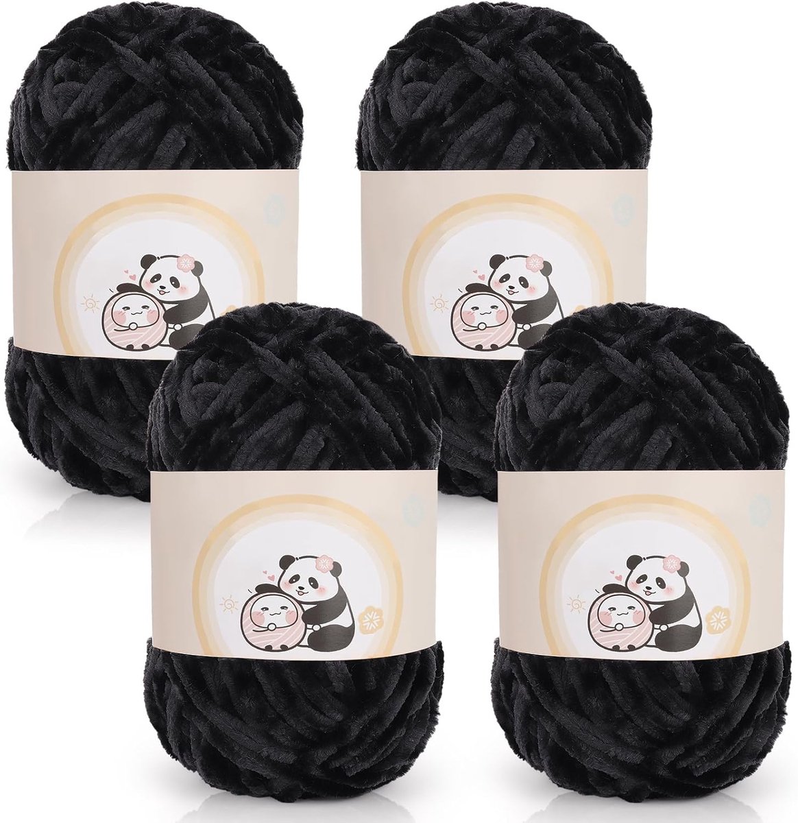 Chenille-garenset 400 g, 4 stuks dikke pluche chenille-garen om te haken (100 g per bal, 80 m), zacht pluizig fluweel, dikke grove wol voor het breien van babydekens, sjaals, sokken en