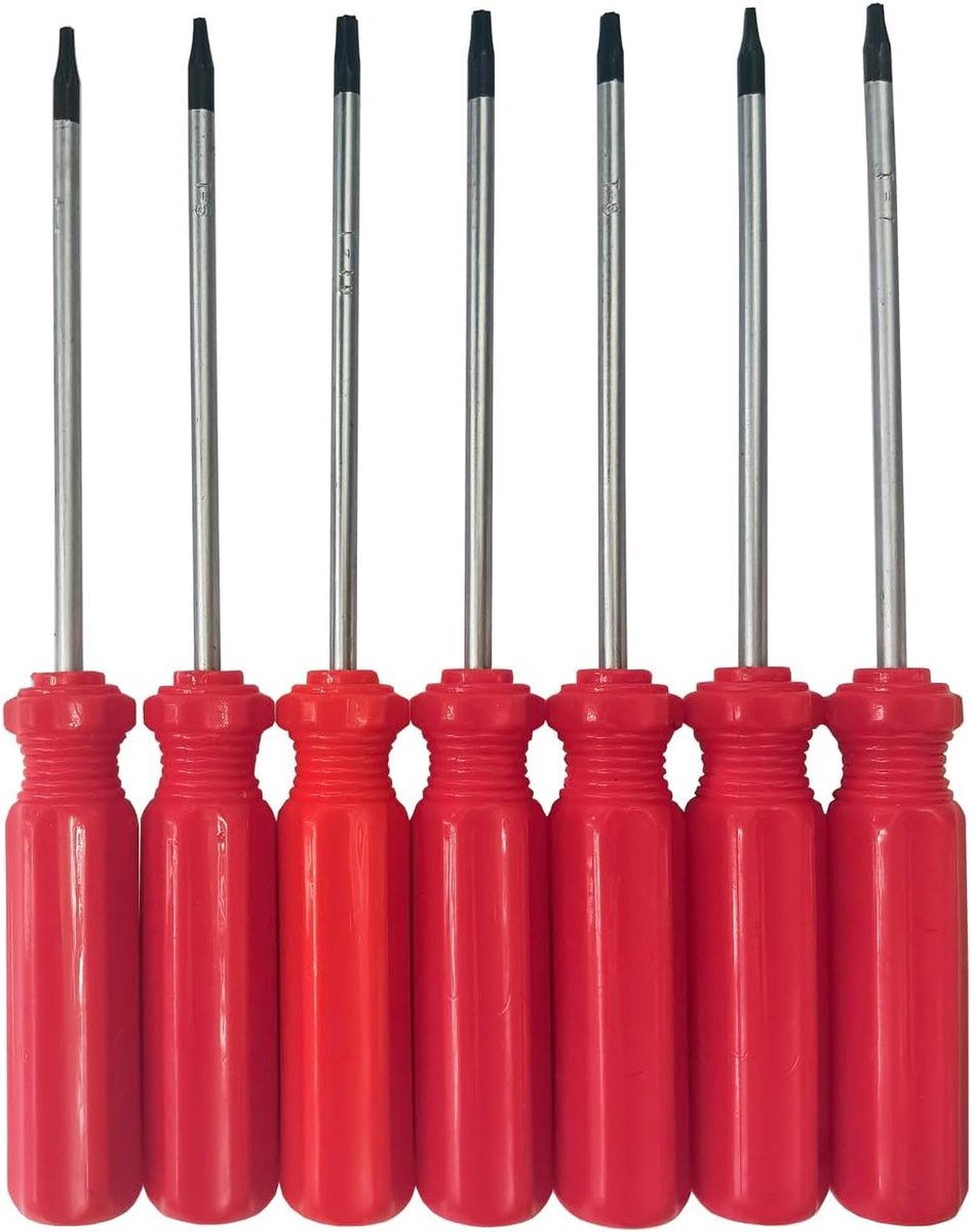 7-in-1 kleine torx-schroevendraaierset met T4, T5, T6, T7, T8, T9, T10, torx-veiligheidsbits, complete Star Repair Kit voor Apple, Macbook, Mac mini, Xbox One, Xbox360, PS3, PS4, PS5, computer en tas