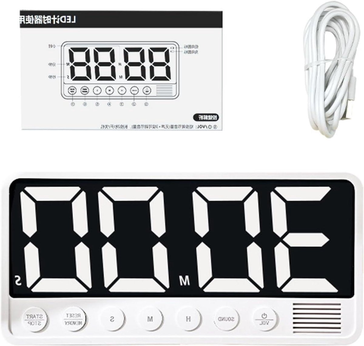Groot Scherm LED Timer - Keukentimer Countdown Timer - Tijdmanagement - Groot Zichtbaar Display