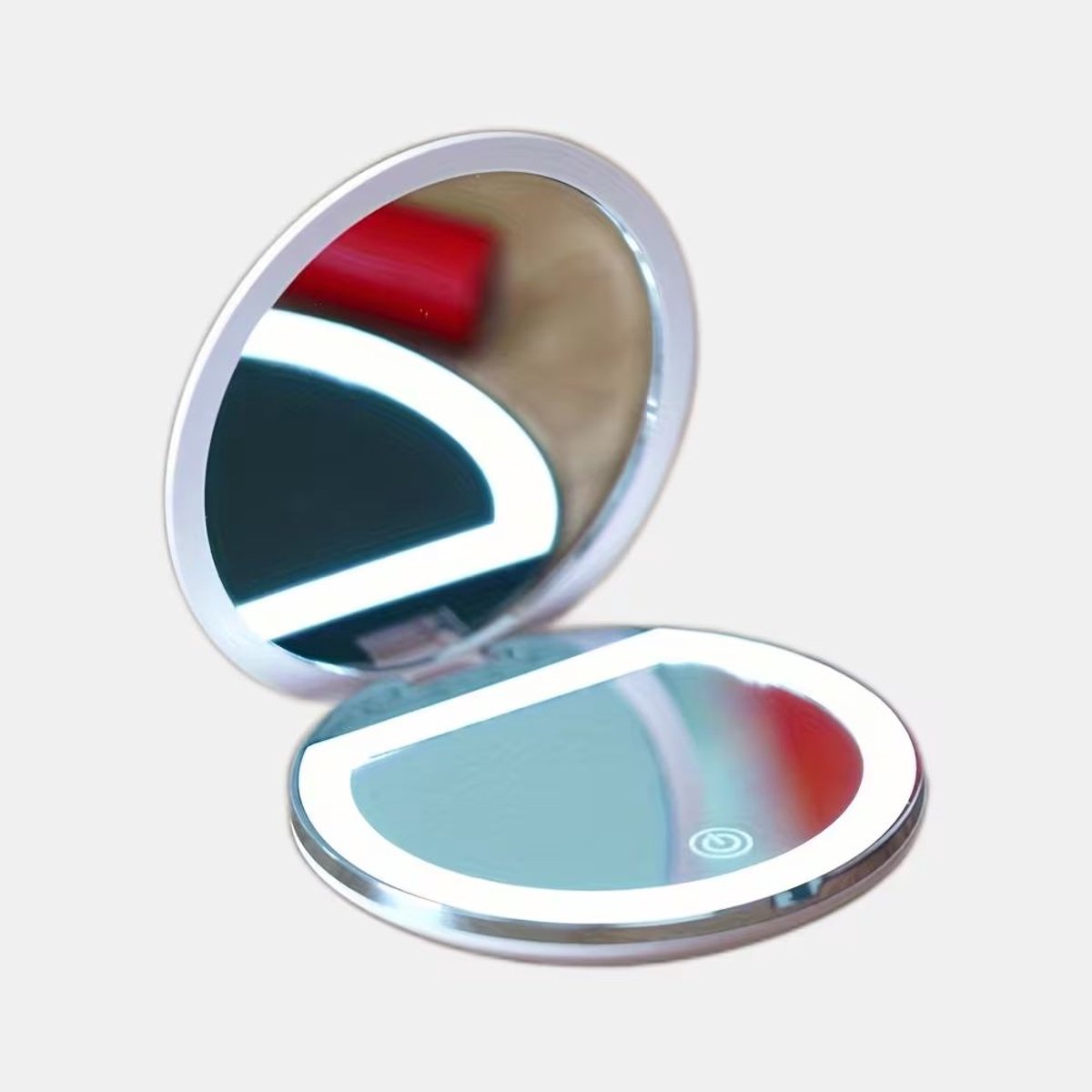 Make Up spiegel met verlichting-Make-Up-Handspiegel-Zakspiegel-Wit-Dubbelzijdig
