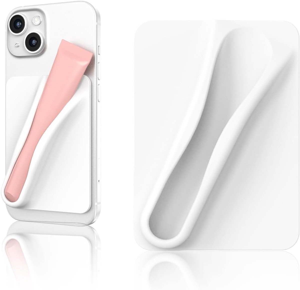 hoesje, siliconen lipgloss houder telefoonhoesje, zelfklevende lipgloss balsem houder voor iPhone en Android (wit)