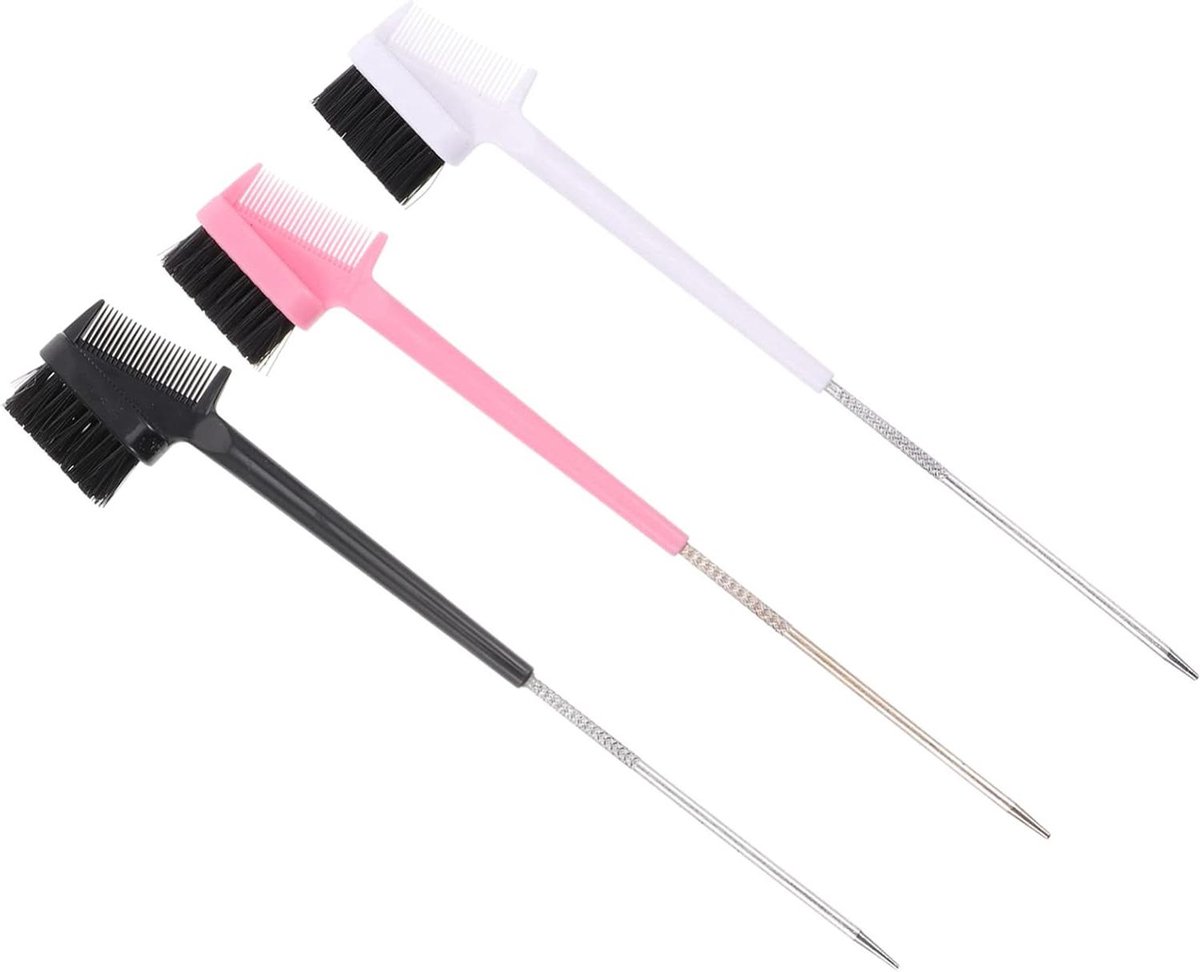 Dubbele Wenkbrauwborstel - Wimperkam Borstel - Make-up Aanbrengen - Roestvrij Staaf - 21 cm - Gemengde Kleuren