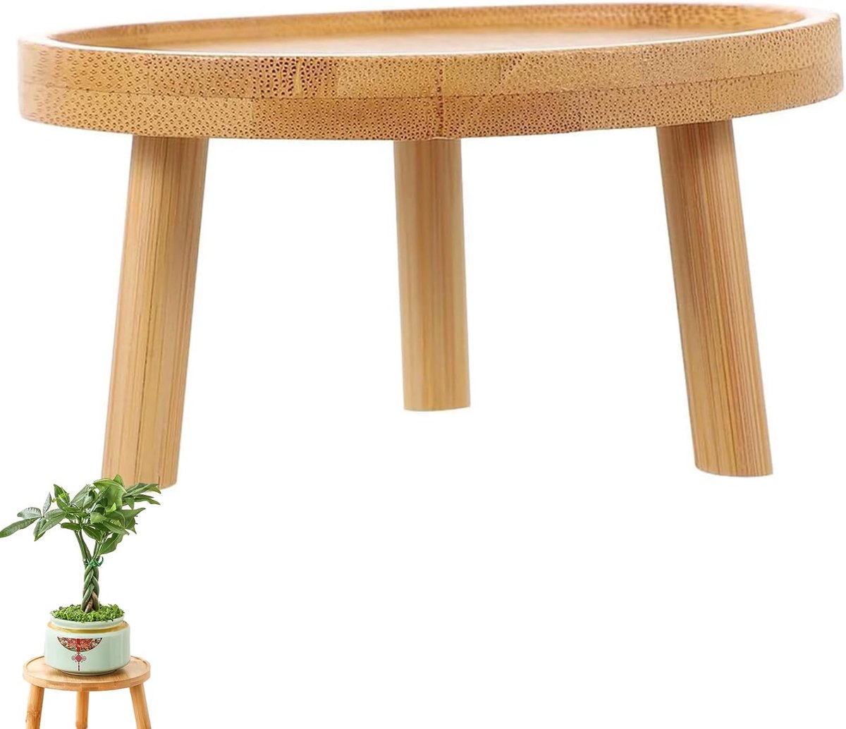 plantenkruk, houten kruk voor bloemen, potplantenstandaard hout, bloempot basishouder, rond, bloemenbank voor binnen, vensterbank, bloemenkruk, decoratie voor binnen, buiten (18 x 11,5