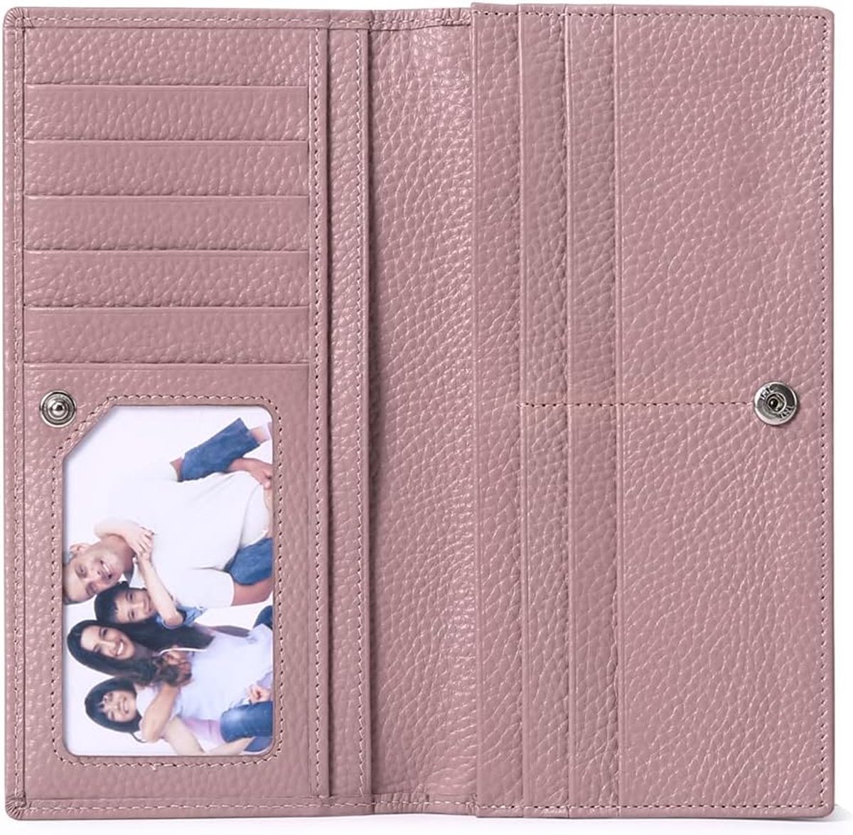 Lederen portemonnees voor vrouwen, RFID-blokkerende tweevoudige damesportefeuilles, damesportemonnees met meerdere kaarthouder-clutch, A-donker Roze, 19 x 9.5 x 1.5 cm, Modern