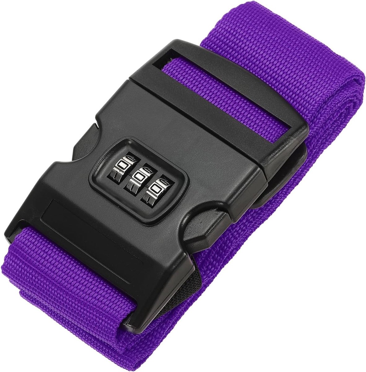 Bagageriemen, kofferriemen, verstelbare bagageriemen, riem met combinatieslot voor bagage, koffers, reizen, paars