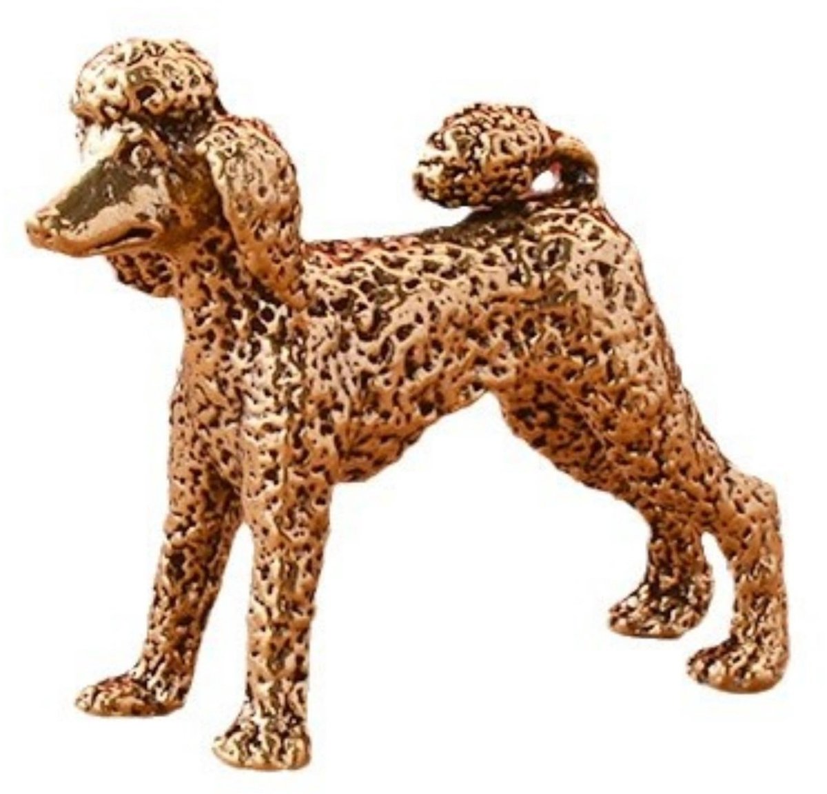 poedel figuur 4,3 cm x 4,5 cm, dierendecoratie van metaal voor woonkamer en kantoor