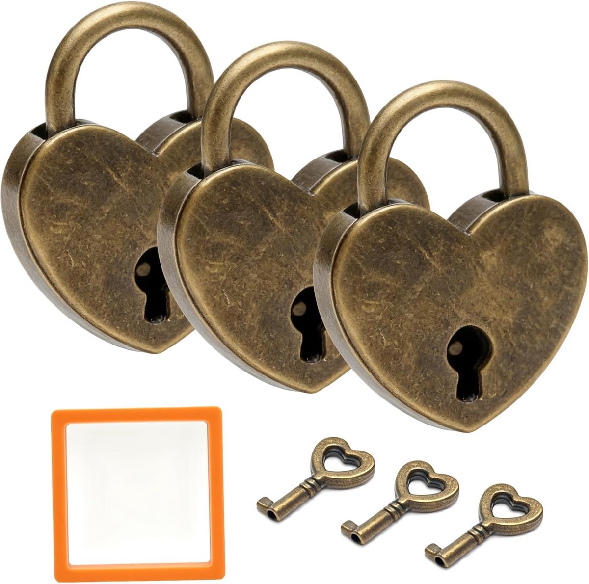 Hangslot hartvorm, vintage liefdesslot met sleutel, hart-hangslot, retro-liefdesslot voor sieradendoosje, dagboek, kast, Valentijnsdag, jubileum, cadeauset