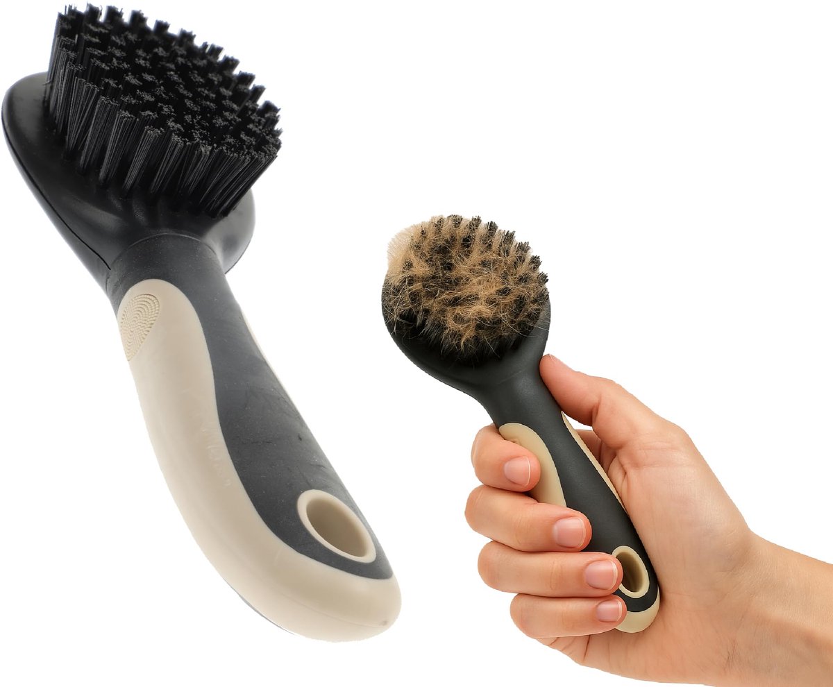 Kattenborstel Maat S, vachtborstel met stevige nylon haren voor dagelijkse vachtverzorging, ergonomische antislipgreep voor kop, lichaam en gevoelige plekken