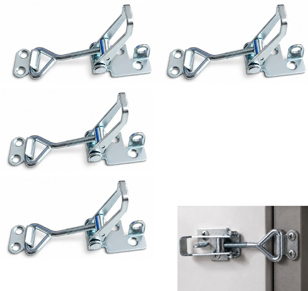 Spansluiting roestvrij stalen set, 4 stuks spansluitingen, kastsluiting, klein met sleutelgat, kniehendelspanner, M4 kapslot, verstelbare hefboomsluiting voor kast, deur, kisten