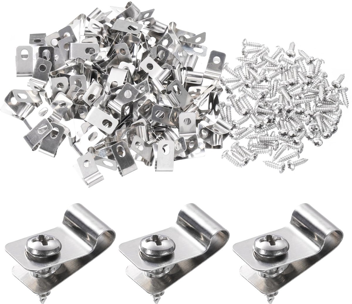30 stuks draadhekclips, 0,2 inch roestvrij staal, draadklemmen, landbouwhekmontage, clips met 30 schroeven voor bevestiging van 12-16 gauge draden