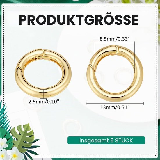Veerringen in 18-karaats verguld messing ronde sleutelhangers sluitroringen torische ringen draaibare karabijnsluitingen trekker voor het maken van sieraden — afbeelding 4