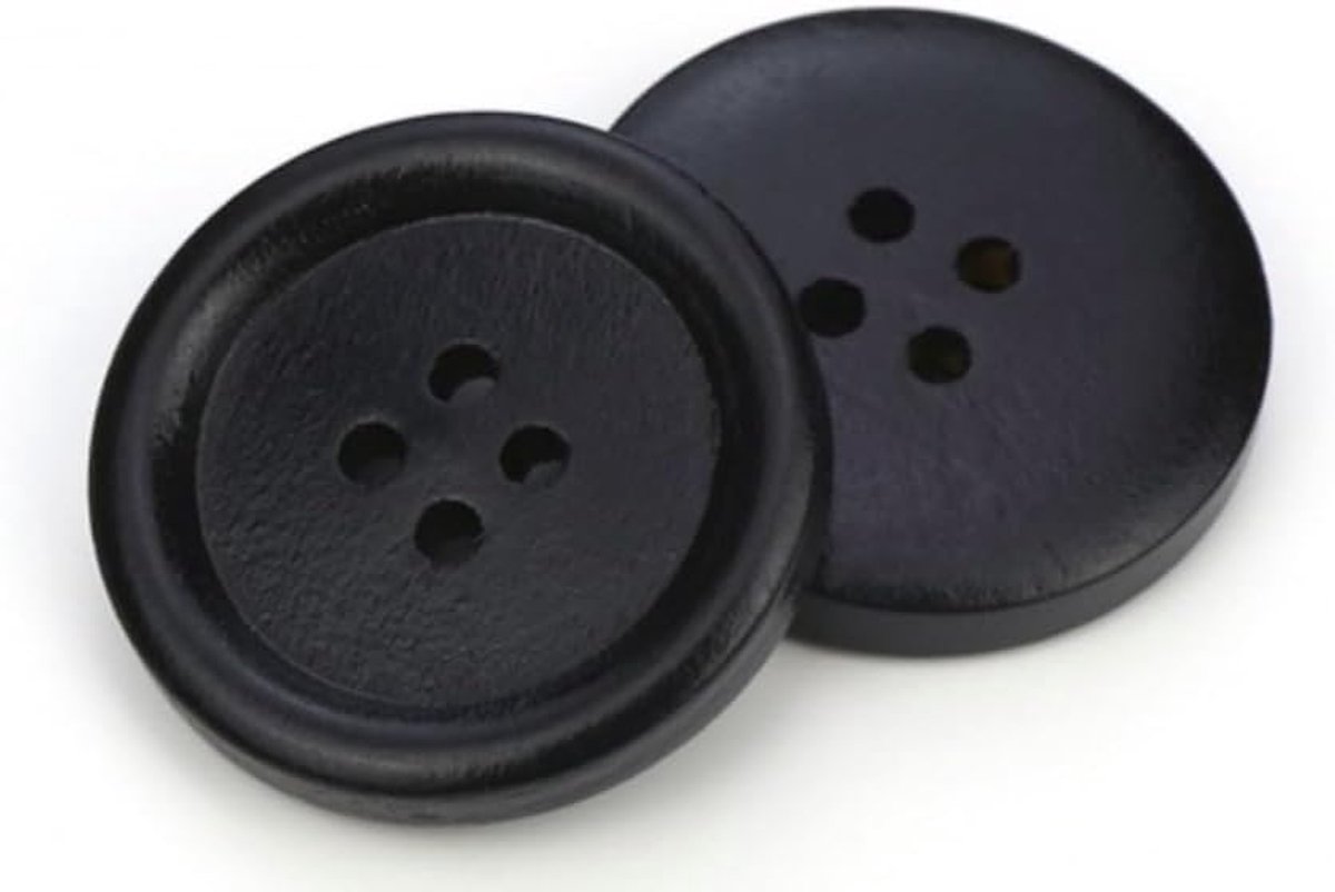 Knopen rond zwart 20 mm met 4 gaten, jasknoppen om op te naaien knutselknopen jasknopen knopen 4 gaten knopen