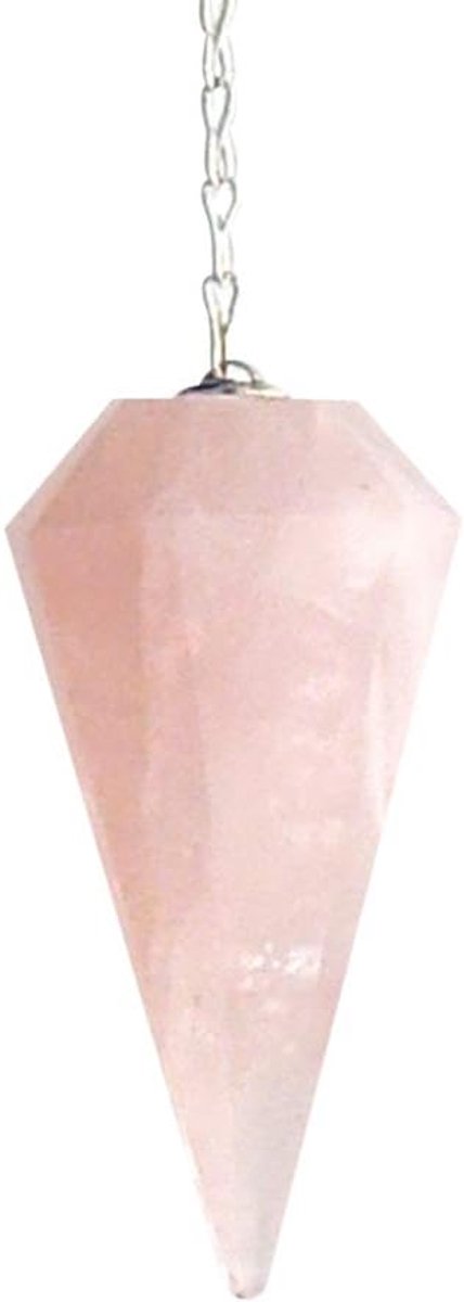 pendel geslepen met ketting edelsteen pendel helende stenen pendel rozenkwarts, ongeveer 4 cm