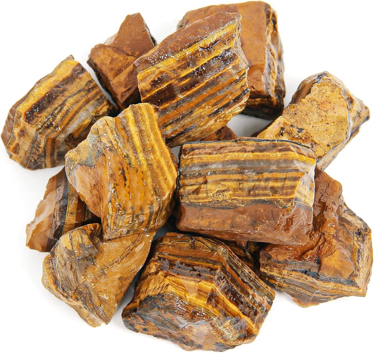 500g Bulk Ruwe Tijgeroog Steen Ruwe Kristal - Natuurlijke Ruwe Stenen Kristal voor Tuimelen, Cabochon maken, Fontein Rotsen, Decoratie, Polijsten, Draad Omwikkeling, Wicca & Reiki Kristal Genezing
