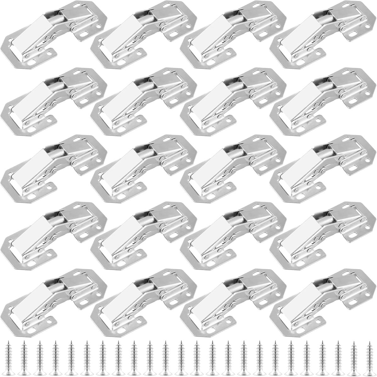 Scharnieren, 20 stuks, 90 graden, 77 x 32 mm, scharnieren voor kastdeuren met schroeven, stalen kastscharnieren, meubelscharnieren, keukendeurscharnieren voor kastdeuren