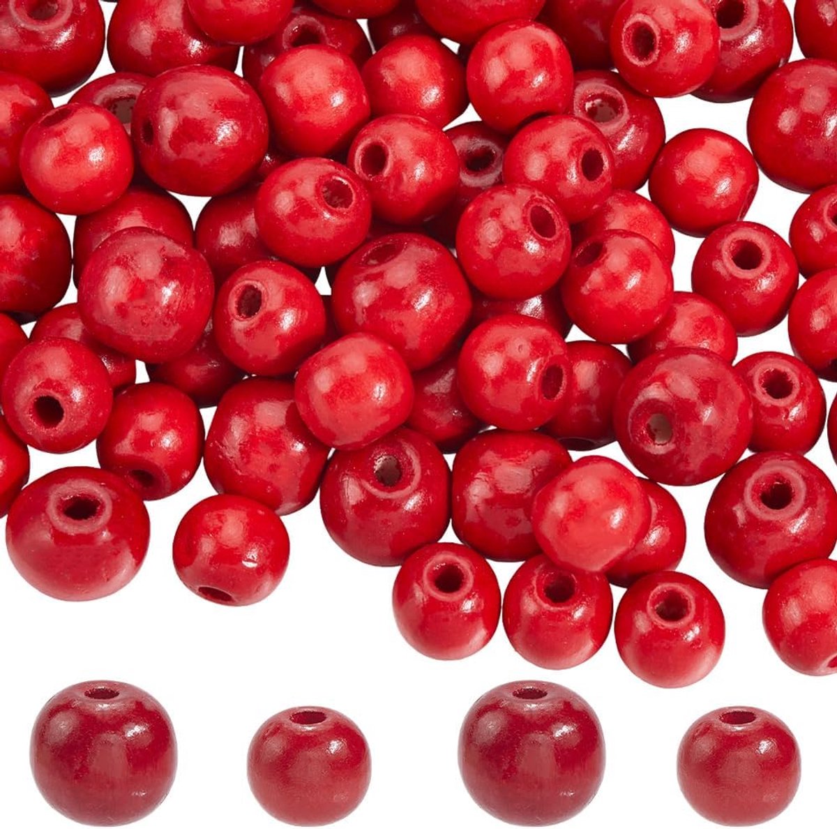 100 stuks 16 mm 20 mm donkerrode houten kralen ronde houten kralen bulk natuurlijke spray geschilderd vintage groot gat losse afstandhouders voor sieraden maken doe-het-zelf benodigdheden