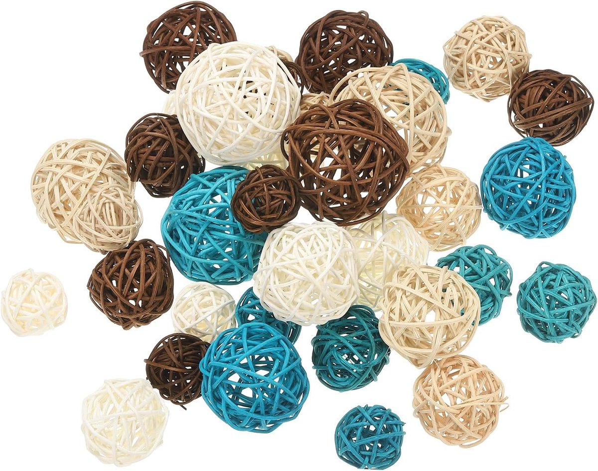 Ballen, 36 stuks decoratieve ballen voor centerpiece kommen, woondecoratie 4 maten (wit/diepblauw/blauw/grijs, 2,4 inch, 2 inch, 1,6 inch, 1,2 in)