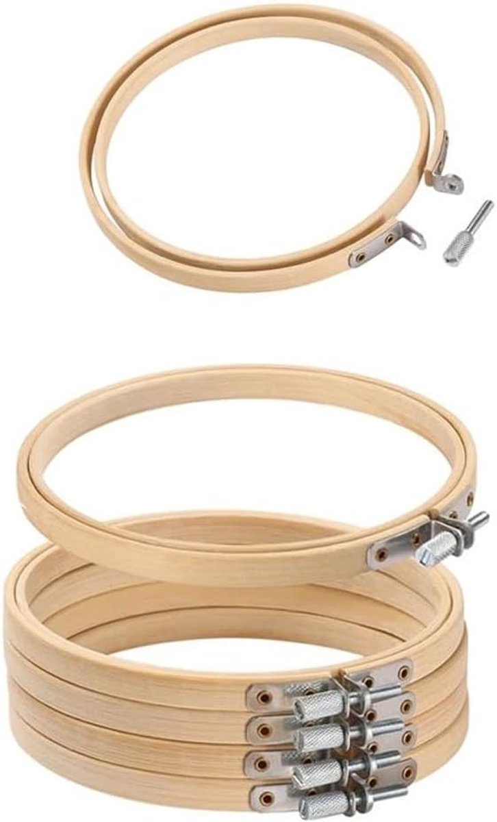 6 stuks borduurlijsten hout bamboe borduurlijst - 15 cm borduurframe houten set, kruissteek borduurframe voor doe-het-zelf kruissteek borduurwerk kunst handwerk naaien