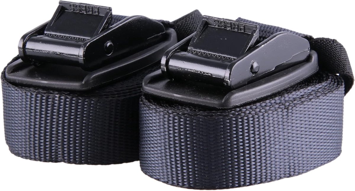 Spanbanden met klemsluiting en gespbescherming van rubber, lengte: 4 m. Breedte: 25 mm; sjorbanden, belastbaar tot 540 kg, volgens DIN EN 12195-2, premium spanband, set van 2, zwart