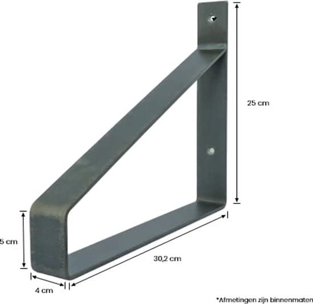 Eiken Wandplank - 50x30 cm - Industriele Plankdragers - Staal - Mat Blank