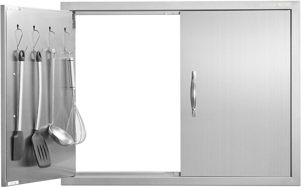 Buitenkeuken Deur - BBQ Deur - Buiten Koken - Dubbele RVS Laag - 79x61 cm - Zilver