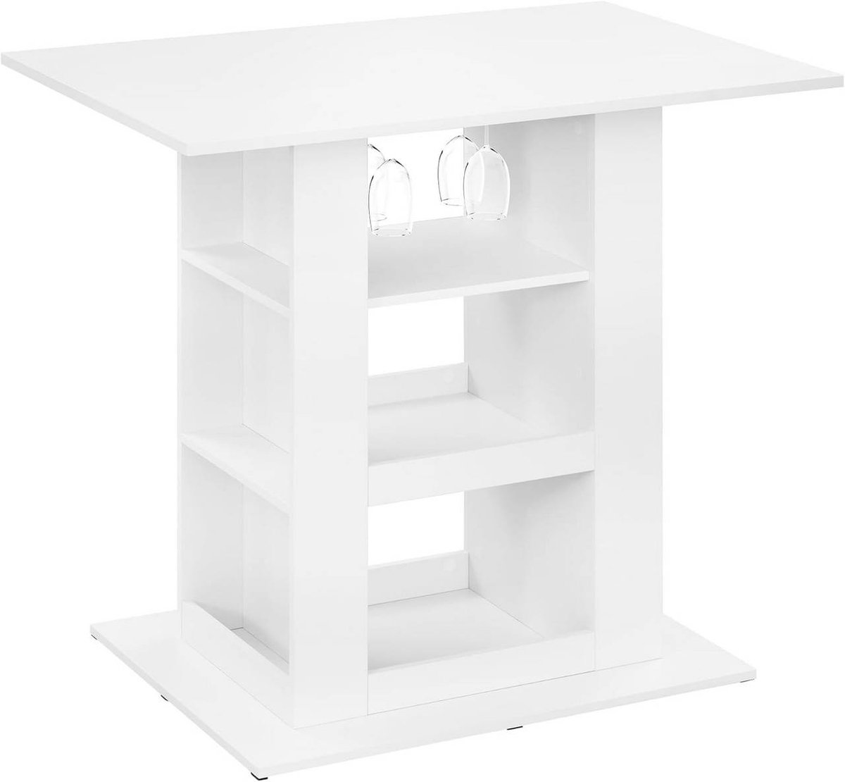 SureDeal® - Bartafel - Opbergruimte - Glashouders - Opbergvakken - Zijplanken - 105x68x94 cm - Wit