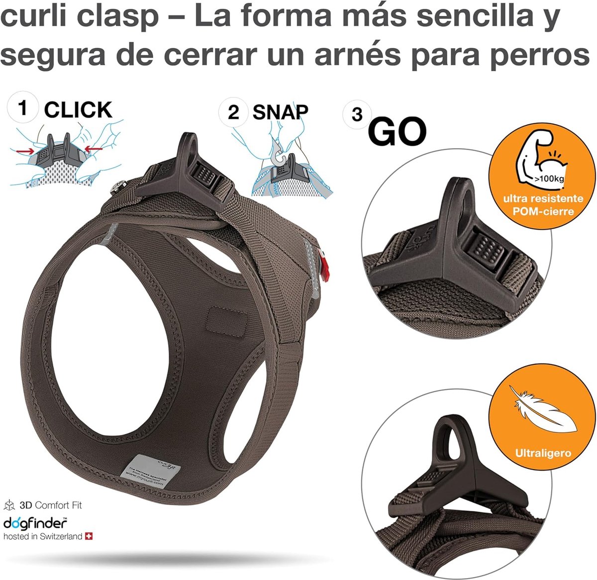 SnelShoppen - Vest Harnas Dieren Curli Clasp Air-Mesh Bruin XL - Ademend, Comfortabel, Perfect voor Wandelen, Fietsen, en Avonturen met Huisdieren
