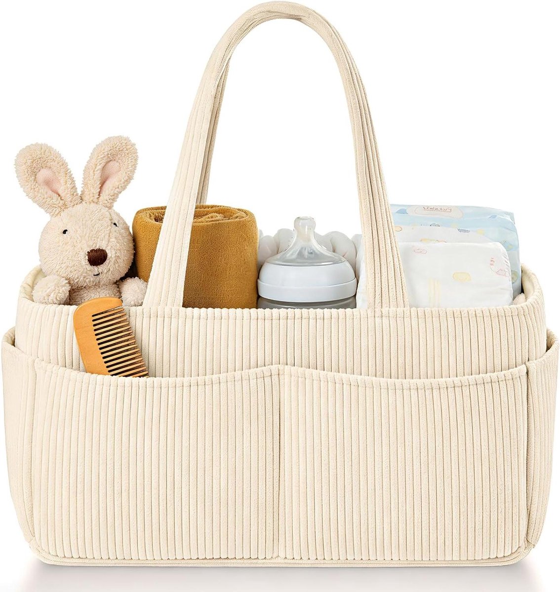 Luier Organizer - Aankleedmand Baby - Babykamer Opbergen - Uitneembare Vakken - Compact Ontwerp - Neutrale Tinten